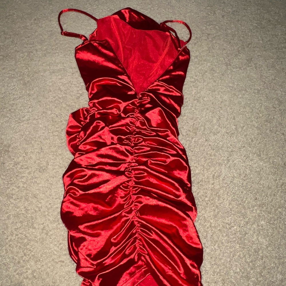 red corset dress